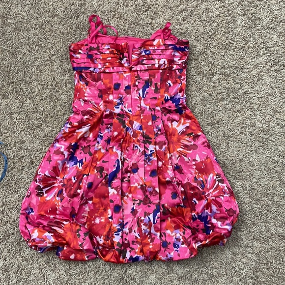 BCBGMaxAzaria Floral Strapless Dreas Hot Pink Sz 0 - Picture 2 of 8